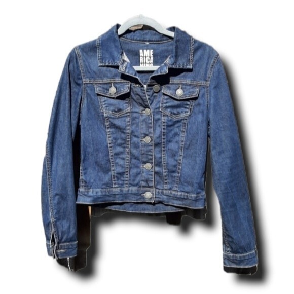 Americanino Blue Denim Jean Jacket Trucker Stretchy Cotton Elastane Size S - Picture 3 of 14